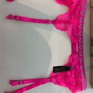 Victoria's Secret Bright Pink Lace Garter Belt